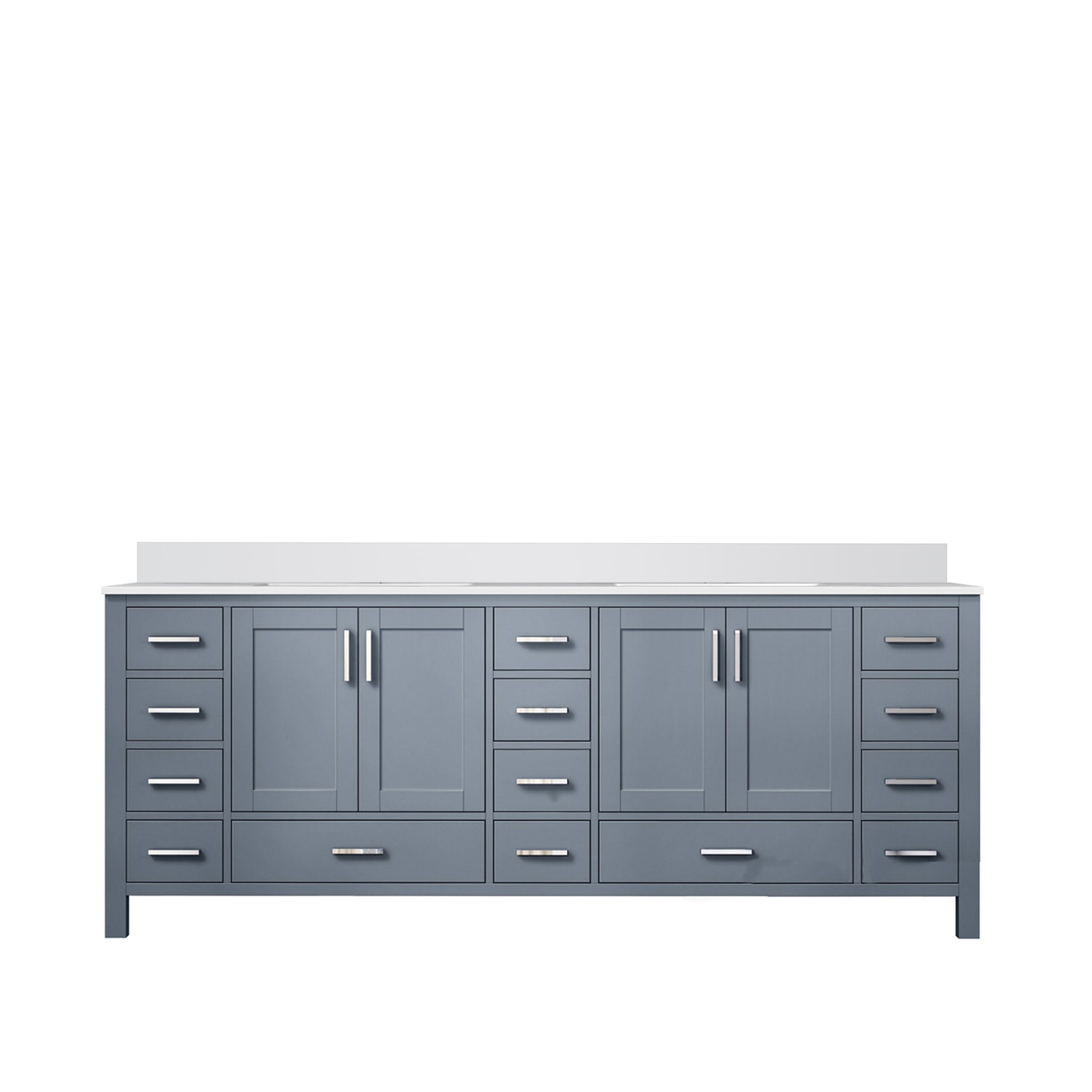 Dark Grey Double Bath Vanity 84 In. W X 22 In. D, With White Quartz Top Dark Grey Plywood Wood