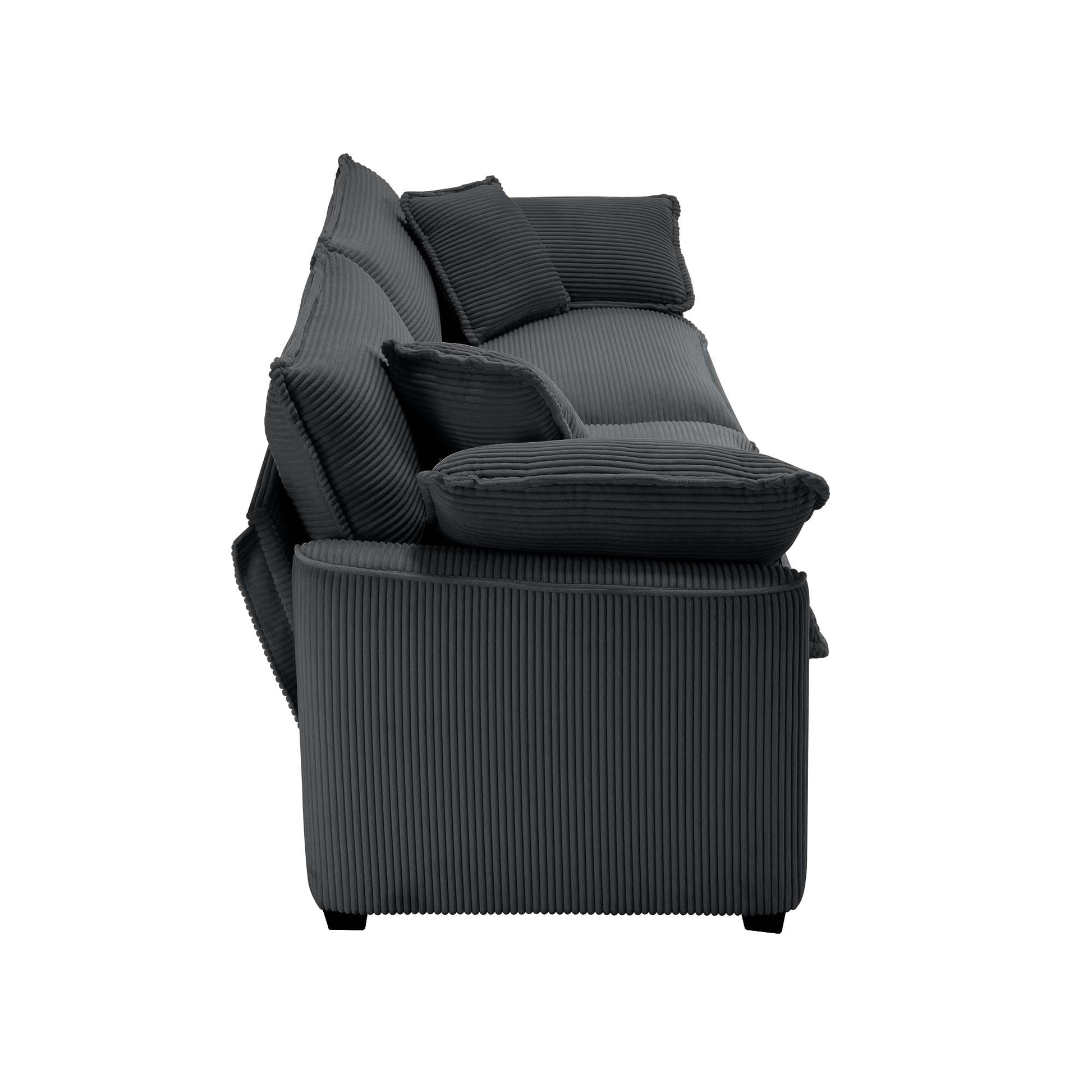 Modern Living Room Sofa Two Piece Set, Suitable For Living Room And Bedroom Sofa Set, Consists Of A Single Seat And A 3 Seater Sofas, Grey Corduroy Grey Corduroy 3 Seat