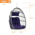 Outdoor Garden Rattan Egg Swing Chair Hanging Chair Pe Hang Chair Yes Sectional Dark Blue Water Resistant Frame Water Resistant Cushion Garden & Outdoor American Design Polypropylene Rattan