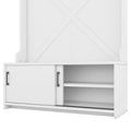 Hall Tree With Top Shelf And Storage Bench, Hallway Shoe Cabinet With Sliding Doors, Coat Rack With 5 Hanging Hooks For Entryways Hallways,White Off White Particle Board Mdf