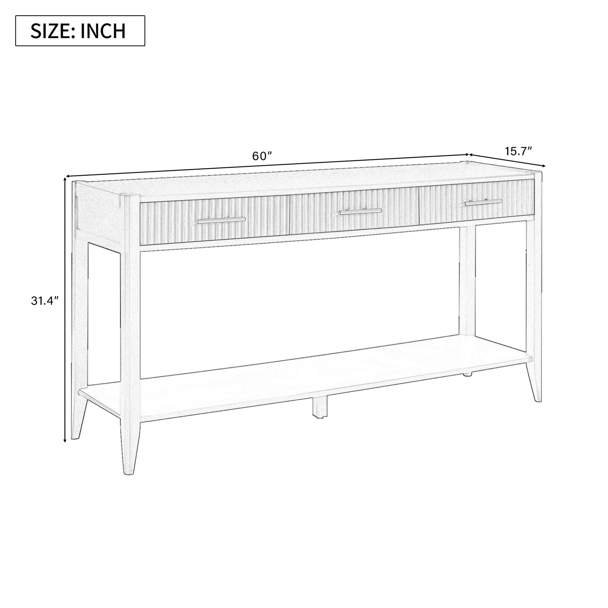 High Quality Entryway Console Table With Vertical Stripe Drawers, Long Legs,Suitable For Entryway, Hallway, Living Room, Foyer, Corridor Navy Blue Primary Living Space American Design Mdf