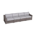 Fully Assembled 4 Piece Rattan Sectional Seating Set With Cushions Grey Mix Wicker