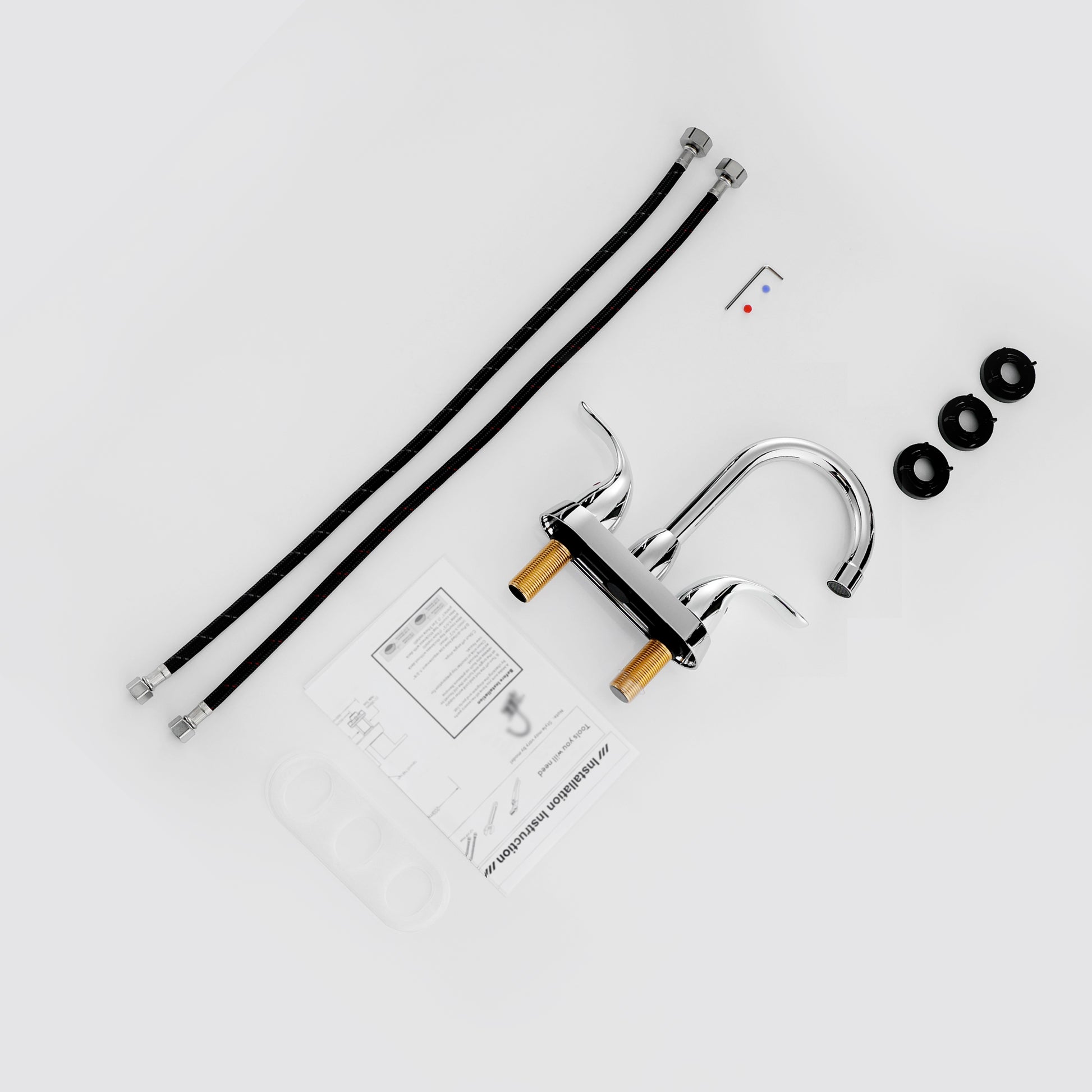 Bothwa Home 12.06" Cupc Certified 2 Handle Bathroom Sink Faucet Chrome Finish Two Chrome Deck Mounted Cartridge Valve Centerset Faucets Bathroom Abs,Ceramic,Stainless Steel,Zinc Manual