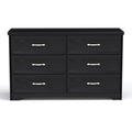 Modern 3 Drawer Bedroom Chest Of Drawers With 6 Drawers Dresser, Clothes Organizer Metal Pulls For Living Room, Bedroom, Hallway, Black,47.6 L X 15.7 W X 28.9 H Black Particle Board Mdf