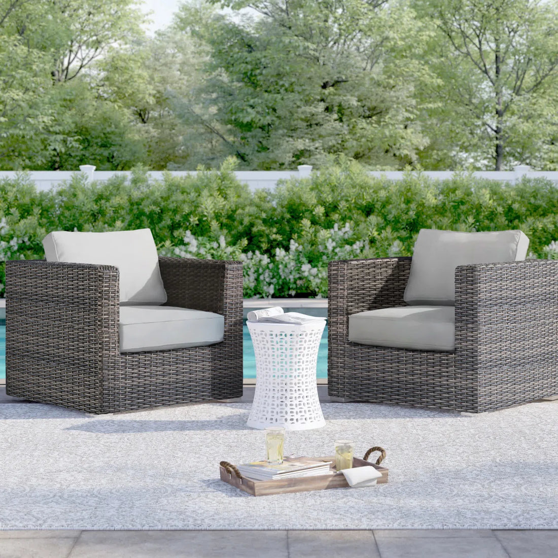 Comfort Ready Fully Assembled Patio Chair With Plush Cushions Ideal For Outdoor Relaxation Espresso,Grey Wicker