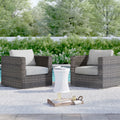 Comfort Ready Fully Assembled Patio Chair With Plush Cushions Ideal For Outdoor Relaxation Espresso,Grey Wicker