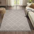 Naar Guros Collection 5X7 Ivory Trellis Indoor Outdoor Area Rug Ivory Polypropylene