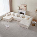 Chenille U Shaped Sectional Sofa Couch, Reversible & Spacious, Ultimate Comfort With Plush Cushions, Perfect For Modern Living Rooms Beige Medium Soft Foam Chenille 6 Seat