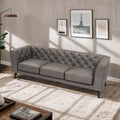 92.52 Inch Genuine Leather Couch 3 Seater Sofa With Tufted Back,Grain Leather Couch With Feather,Down Topper On Seating Surfaces Sofa For Living Room, Comfy Sofa Couch With Extra Deep Seats,Graphite Natural Graphite Genuine Leather 3 Seat