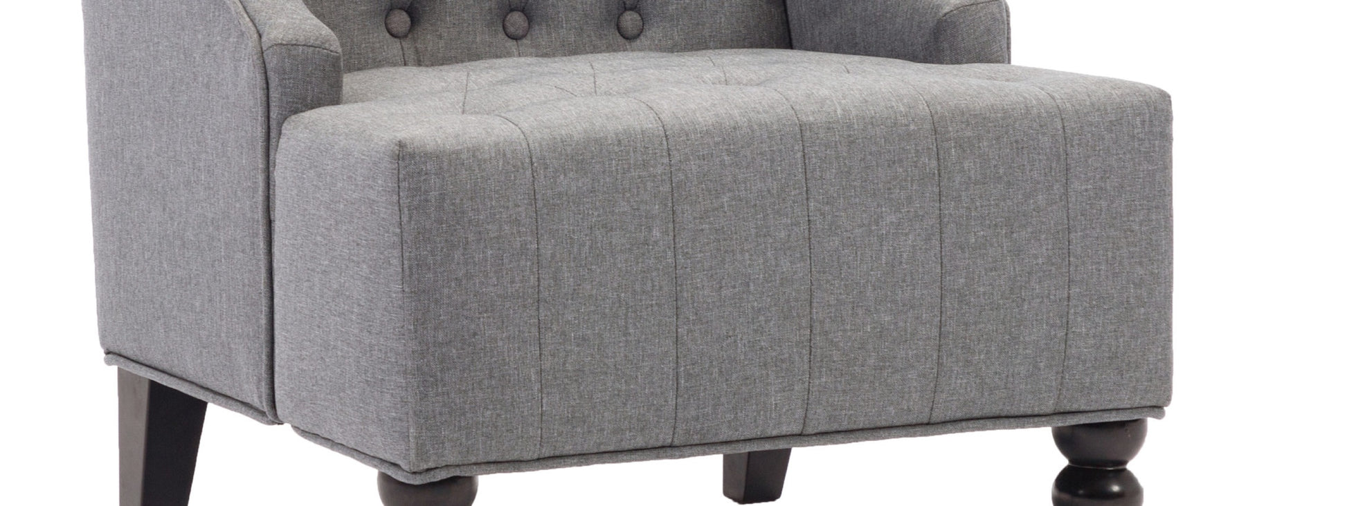 1Pc Modern Living Room Button Tufted Wingback Accent Chair Steel Grey Luxury Look Diamond Button Tufted Pattern Gray Primary Living Space Traditional Foam Wood