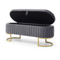 Storage Bench Bedroom Bench, Velvet Oval Upholstered End Of Bed Bench With Golden Metal Legs,50