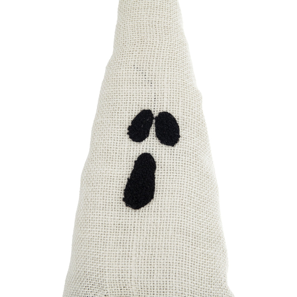 8.3X4X31.5" Fabric Sitting Gnome W White Ghost Hat, For Halloween Decor Black White Polyester