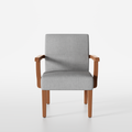Fabric Accent Arm Chair Set Of 2 With Round Wood Table Light Gray Fabric
