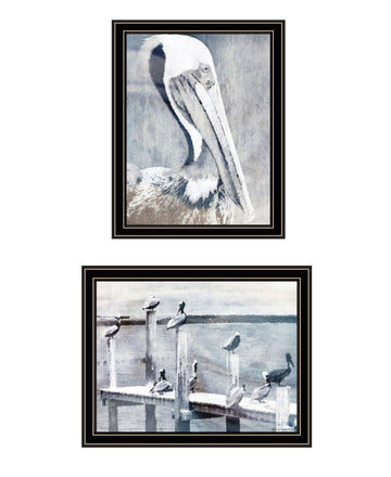 "Pelican'S On Pier" Framed Wall Art For Living Room, Wall Art Print For Home Decor, Bedroom Wall Art By Bluebird Barn Multicolor Wood Paper