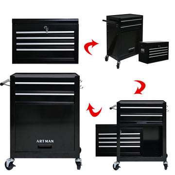 High Capacity Rolling Tool Chest With Wheels And Drawers, 6 Drawer Tool Storage Cabinet Black Black Steel