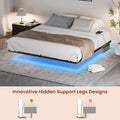 Floating Bed Frame King Size With Led Lights Charging Station, Metal Platform Queen Bed, 79.9'' L X 76.2'' W X 7.9'' H. King Black Iron