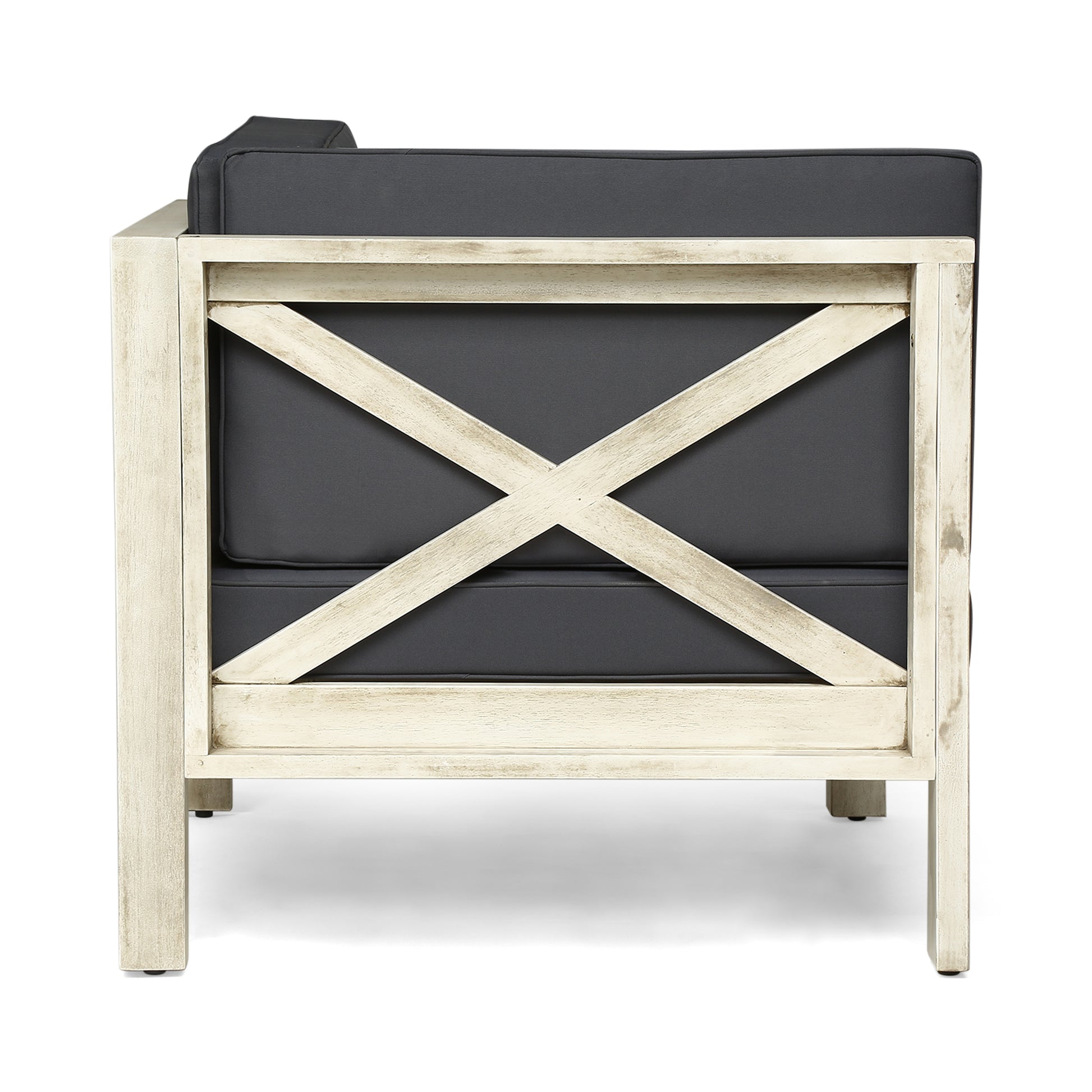 Brava X Back L Arm Chair, Grey Dark Gray Acacia Wood