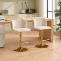 Swivel Barstools Adjusatble Seat Height With Gold Plating Base, Classic Velvet Upholstered Bar Stools With The Whole Back Tufted, For Home Pub And Kitchen Island,Beige, Set Of 2 Beige American Design Bar Stools Set Of 2 Foam Velvet