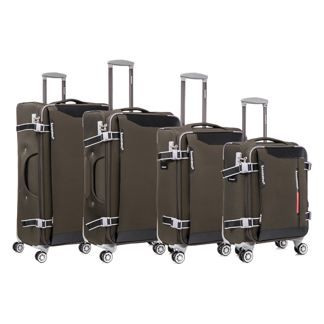 Softside Upright Luggage Set Expandable, Lightweight,4 Piece 20 24 28 32 Sage Green Contemporary Fabric