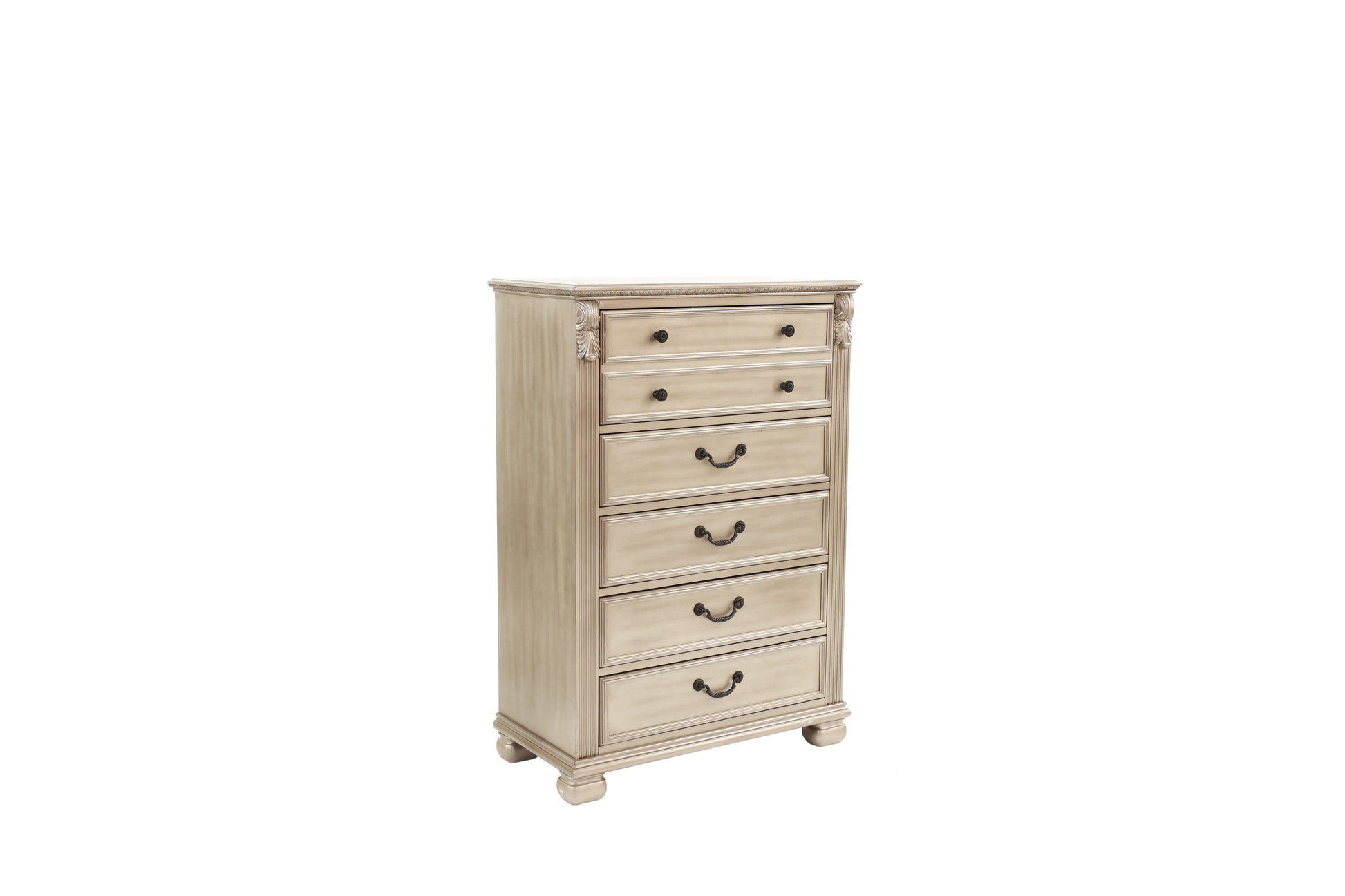 Antique Silver 1Pc Chest Of Drawers Storage Bedroom Furniture Traditional Classic Style Chest Antique Silver Bedroom Contemporary,Modern,Transitional Particle Board Mdf,Plywood