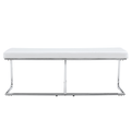 White Shoe Changing Stool, Silver Metal Legs, Sofa Stool Dining Chair, Suitable For Bedroom ,Fitting Room, Storage Room, Dining Room, Living Room. 005 White Pu