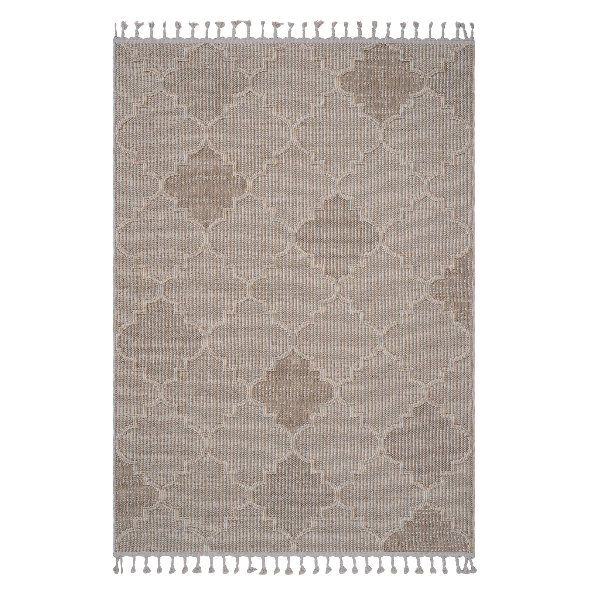 Naar Guros Collection 5X7 Cream Trellis Indoor Outdoor Area Rug Cream Polypropylene