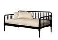 Black Wooden Twin Day Bed Unique Design Railing Headboard Platform Bed 1Pc Day Bed W Trundle Twin Black Wood Bedroom Antique,Classic,Traditional Solid Wood