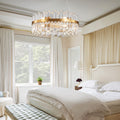 23.6 Inches Luxury Chandeliers Crystal Living Room Bedroom Decorative Lights Simple Modern Dining Room Led Lighting,For Home Decor Bulbs Not Included Golden Crystal Iron