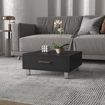 Black Wengue 1 Drawer Rectangle Coffee Table Black Particle Board