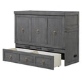 Full Size Murphy Bed With Usb Port And A Large Drawer, Gray Full Gray Solid Wood Mdf