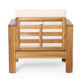 Outdoor Acacia Wood Club Chairs With Cushions, Teak Beige, 27.75