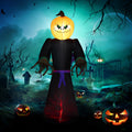 Homcom 7' Halloween Inflatable Outdoor Decoration Reaper Ghost Pumpkin, Blow Up Led Yard Decor For Garden, Lawn, Party, Holiday, Waterproof Black Polyester