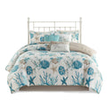 7 Piece Cotton Sateen Comforter Set Aqua King King Aqua Cotton