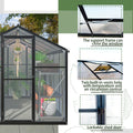 6X8 Ft Greenhouse For Outdoors, Polycarbonate Greenhouse With Quick Setup Structure And Roof Vent, Aluminum Large Walk In Greenhouse For Outside Garden Backyard, Black Black Aluminium