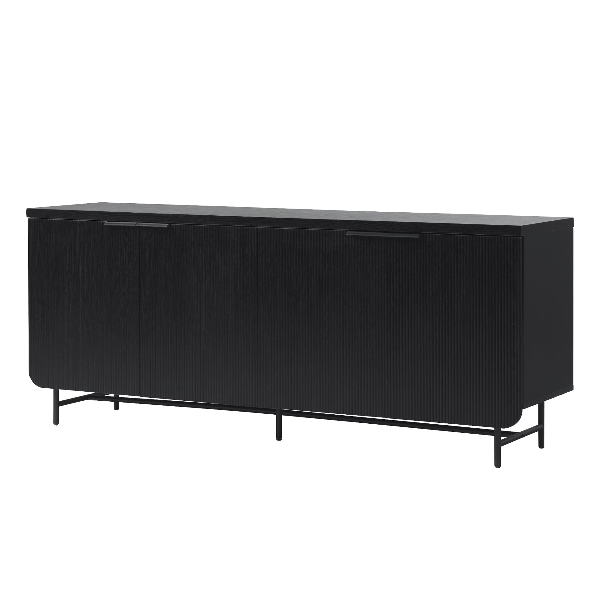 Modern Scandi Fluted Door Sideboard Black Black Mdf Mdf