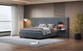 Full Size Upholstered Platform Bed With Big Headboard, Bedroom Furniture, Velvet, Gray Full Gray Plywood