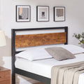 Wood Headboard Queen Size Bed, Easy Assembly Queen Headboard With Rustic Solid Wood Board, Queen Headboard Only With Metal Slats Sturdy, Farmhouse Headboards For Adjustable Bed, Rustic Brown Queen Wood Metal Brown Bedroom Rustic Metal & Wood