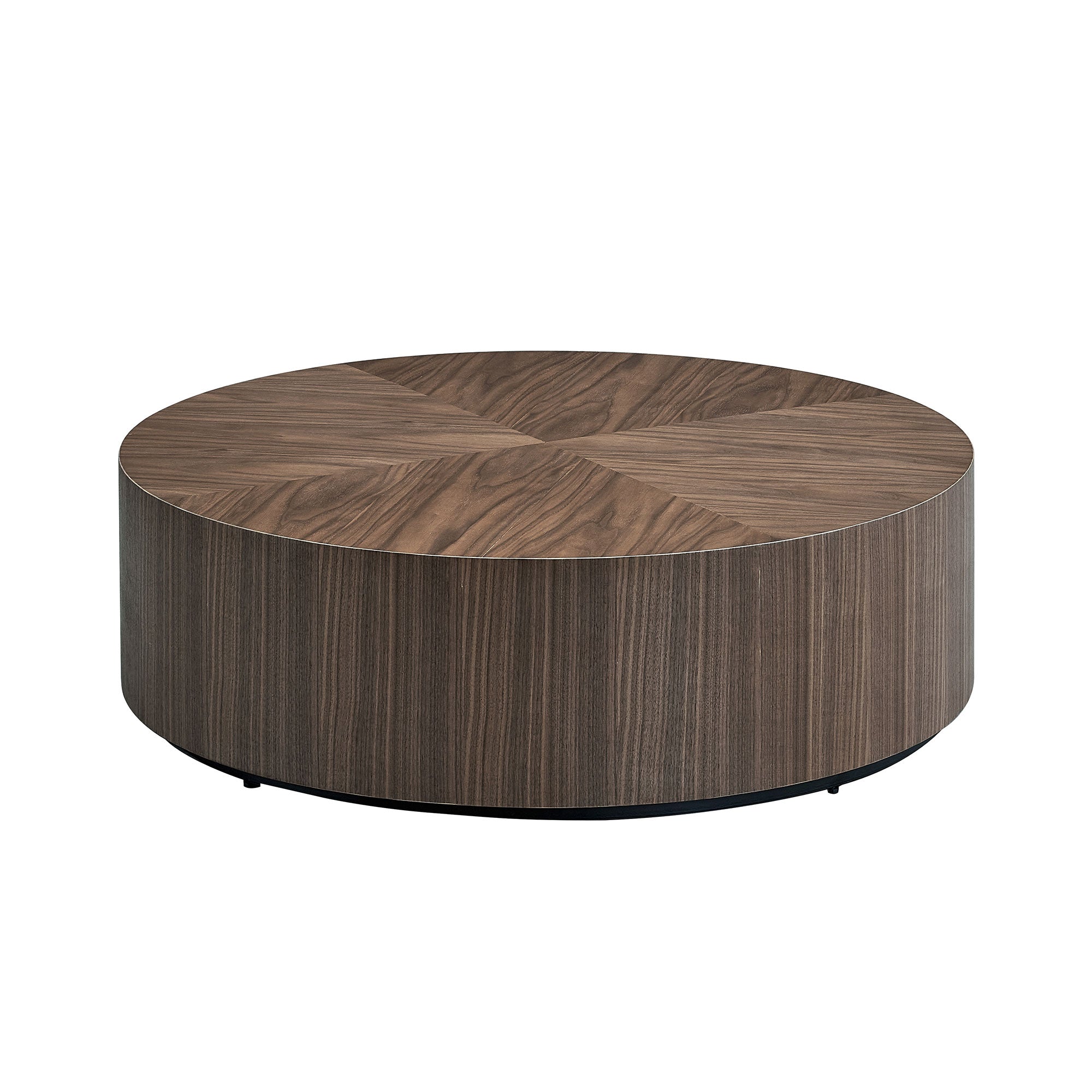 35.43 Inch Modern Round Coffee Table Mdf Coffee Table For Living Room,Drum Center Table For Apartment,No Need Assembly,Walnut Walnut Mdf