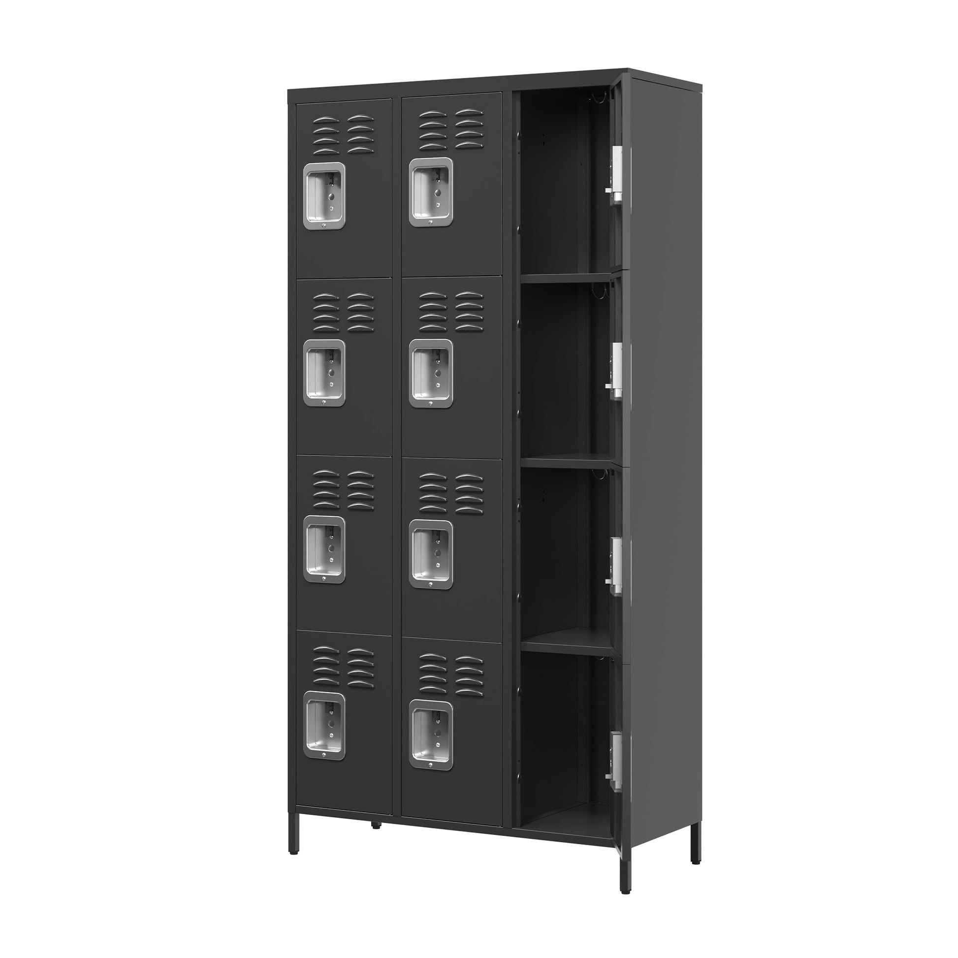 12 Door 72"H Metal Lockers With Lock For Employees,Storage Locker Cabinet For Home Gym Office School Garage,Easy Assembly,Black 5 Or More Spaces Black Primary Living Space Door Locks Modern Metal