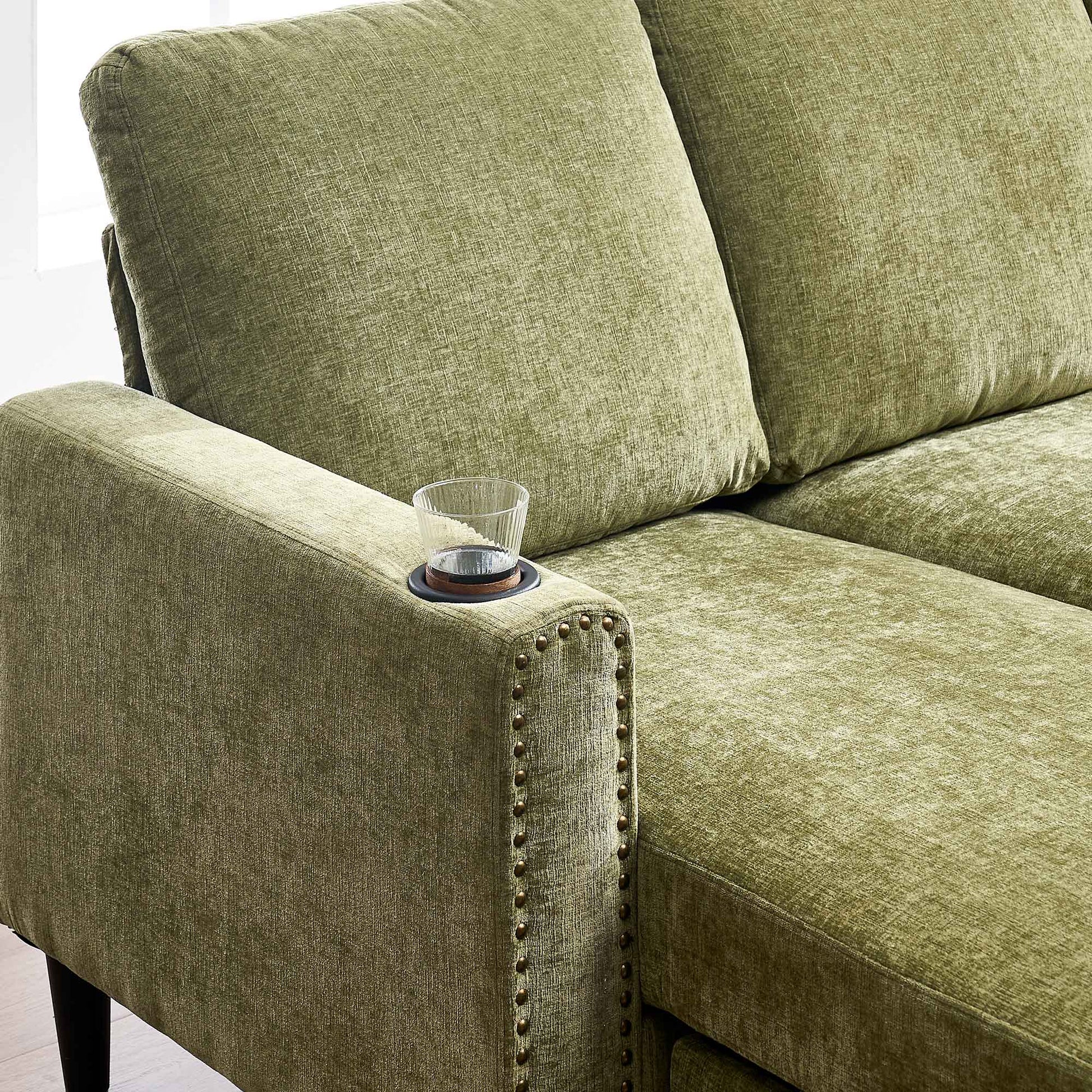 Chenille Sectional Sofa, U Shaped Sofa Couch With High Density Memory Foam, 4 Seat Comfy Modular Sofa Couch For Living Room, Modern U Shaped Sectional Sofa,U Shaped Green Green Chenille Metal