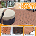 Wood Plastic Composite Deck Tiles Set Of 20, Sustainable Fsc Composite Decking Resist Rust, Water, Weather, Easy To Diy & Maintain, Ideal For Patios, Balconies, Rooftops, Mahogany Colour Mahogany Wood Plastic