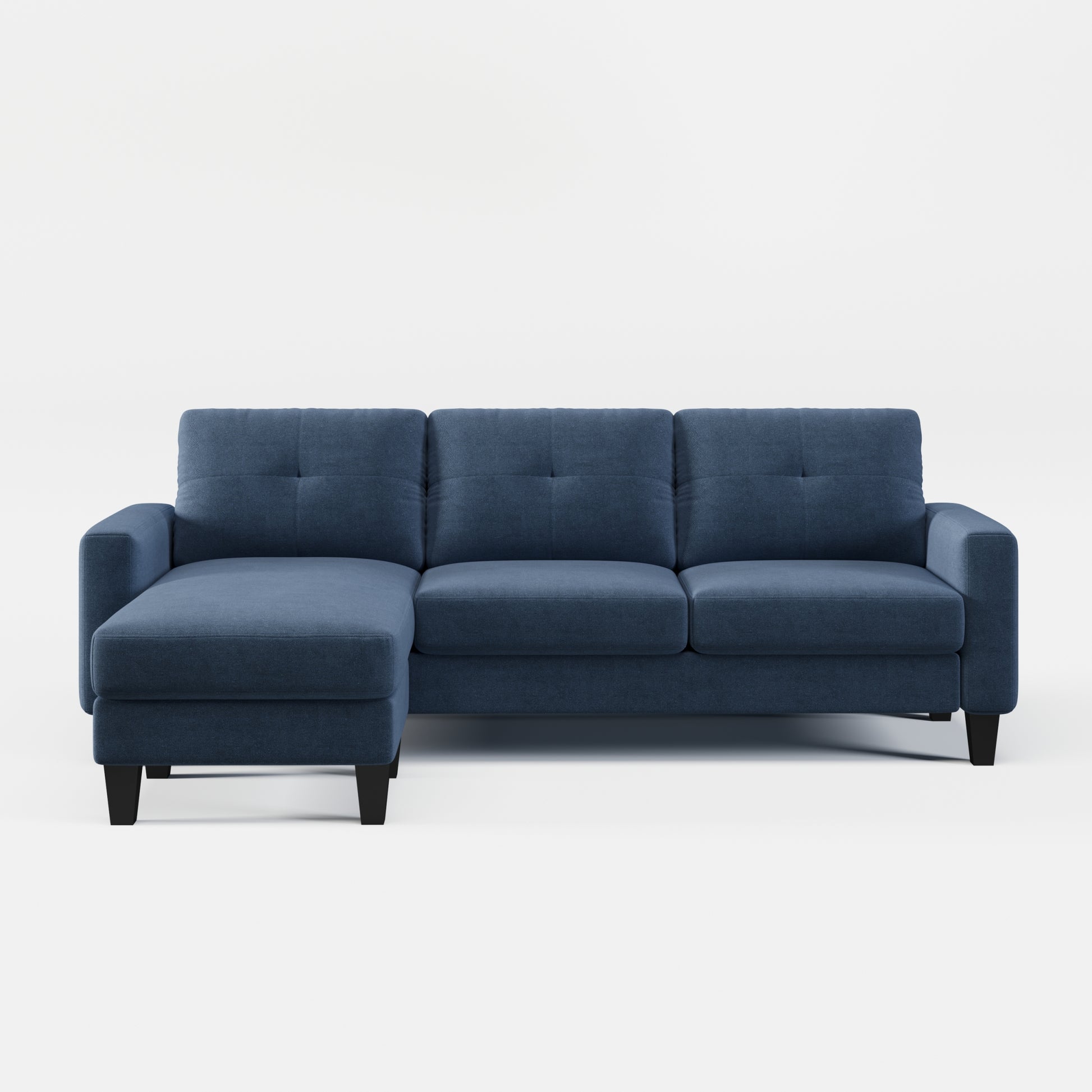 Living Room Furniture With Polyester Fabric L Shape Couch Corner Sofa For Small Space Blue Blue Foam Polyester 3 Seat