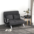 Homcom Convertible Sofa Bed Sleeper Chair, 5 Position Adjustable Backrest, Armchair Sleeper With Pillows, Leisure Chaise Lounge Couch, Gray Grey Steel 2 Seat