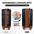 Luggage Sets 3 Piece,Carry On Luggage With Wheels,Check In Luggage,28 24 20 Inch Luggage,Tsa Approved Lock,Hardshell Suitcase,Blue ,Black Black Abs