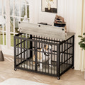 Furniture Style Dog Crate Wrought Iron Frame Door With Side Openings, Grey, 38.4''W X 27.7''D X 30.2''H. Grey Particle Board