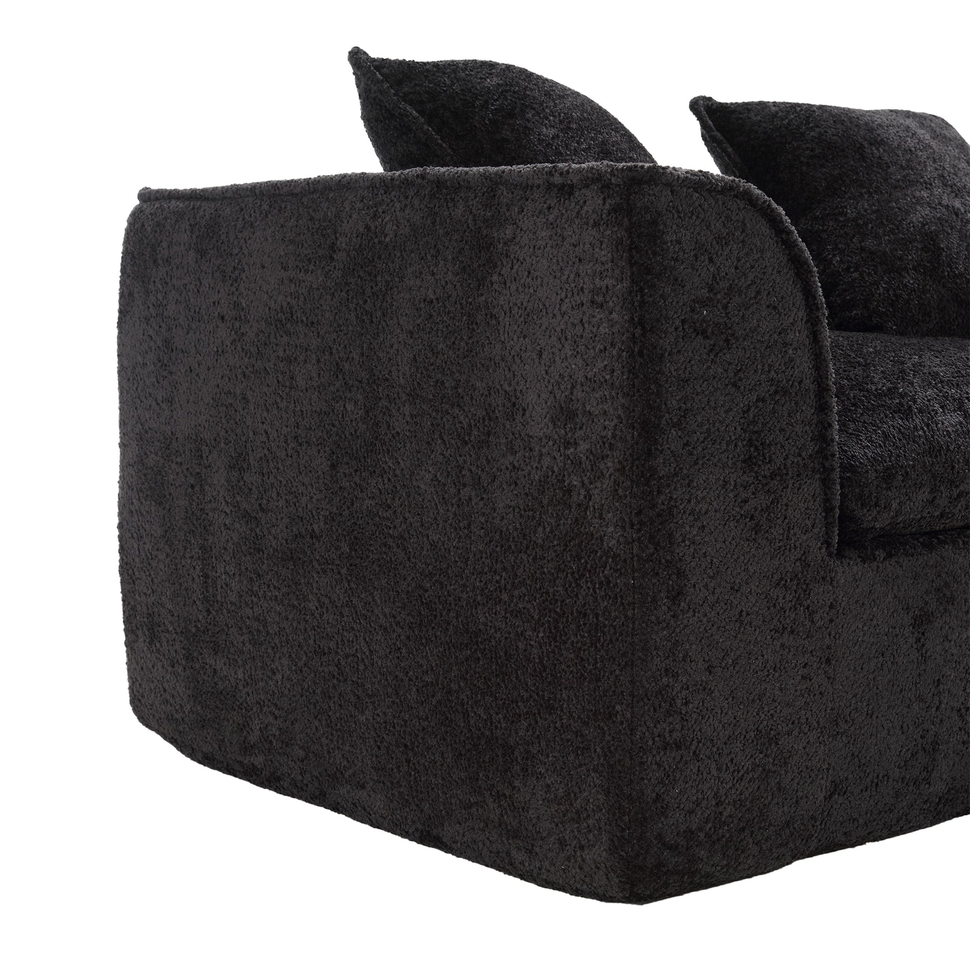 Coolmore Boucle Sofa 3 Seater For Living Room Oversized Comfy Sofa Unique Double Seat And Corner Construction For Apartment, Office Left Hand Facing Black Black Primary Living Space Foam Boucle 3