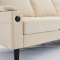 Beige Color Knock Down 3 Seat Combo Sofa With Storage Ottoman For Living Room Apartment Bedroom And Compact Room, Upholstered Sectional Couch, L Shaped Bench With A Footrest, A Individual Sto White Wood Primary Living Space Heavy Duty Pine 3 Seat Beige