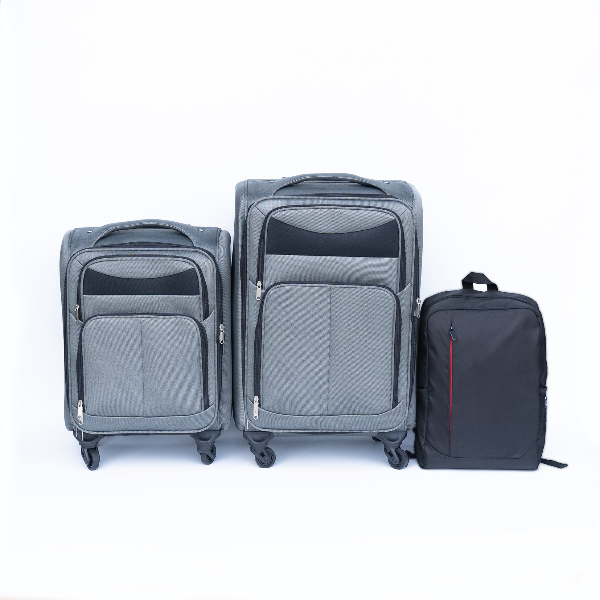 Luggage 2 Piece Backpack Set Gray No Password Lock Gray Fabric Metal