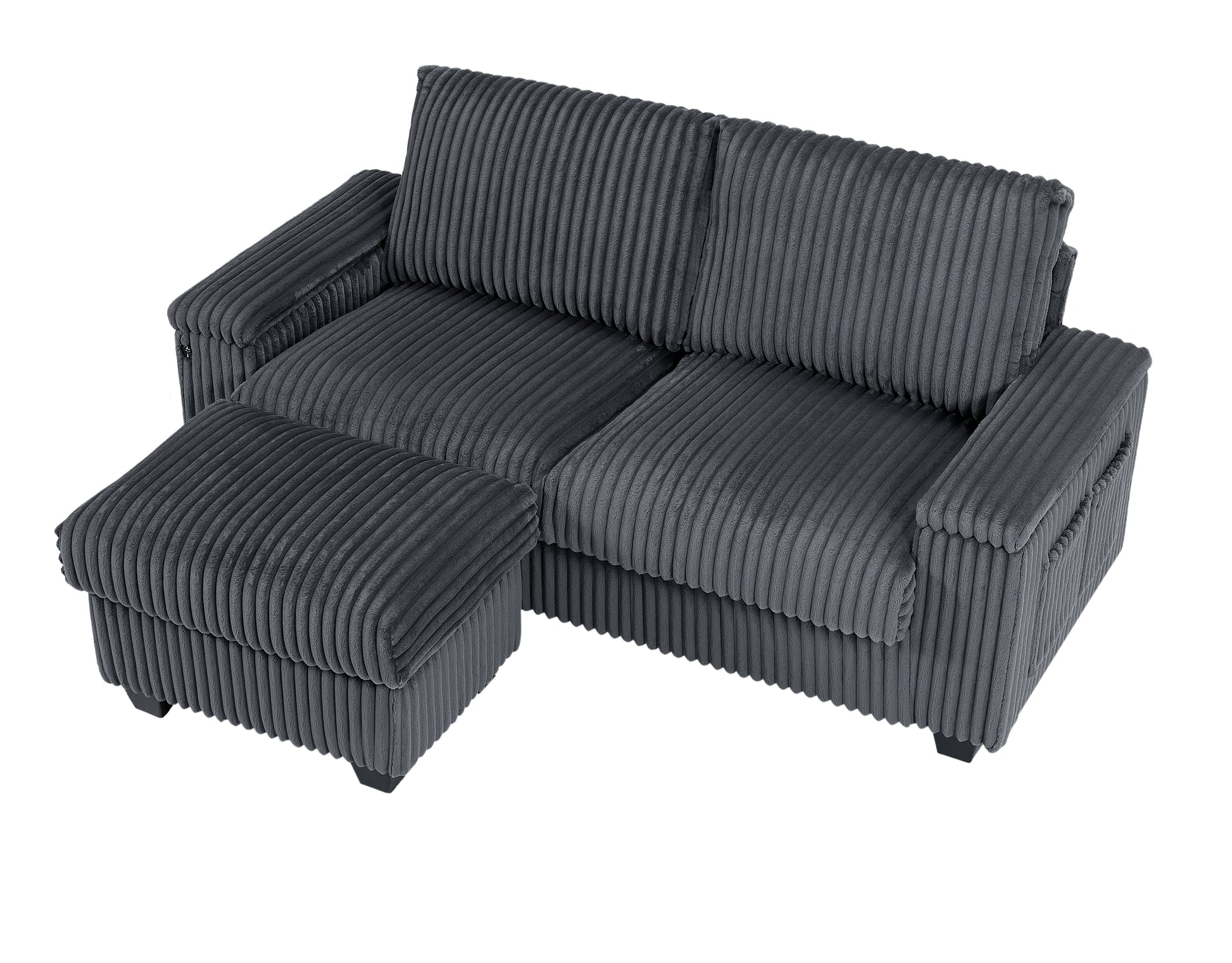 27.2 Inch Corduroy Fabric Ottoman Removeable Seat Cushion Dark Grey One Ottoman, Do Not Include Sofa Dark Gray Fabric