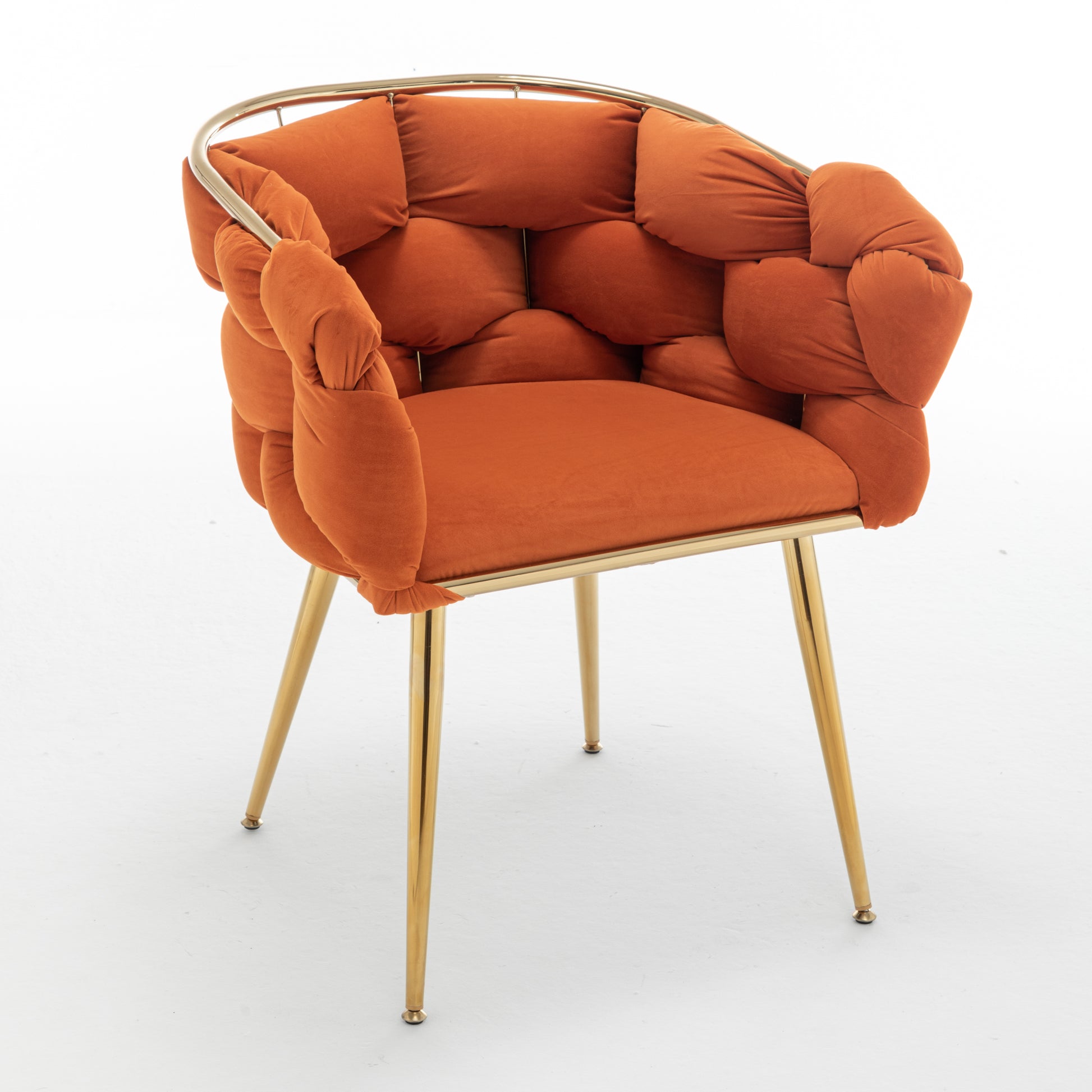 Luxury Modern Simple Leisure Velvet Single Sofa Chair Bedroom Lazy Person Household Dresser Stool Manicure Table Back Chair Orange Orange Primary Living Space Modern Cotton Velvet
